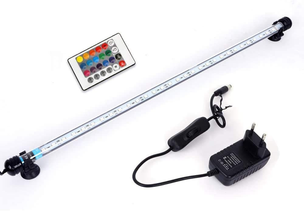 SolarNovo LED Luz de acuario Iluminación subacuática Cubierta ligera superior Lámpara impermeable para tanque de peces con control remoto Cambio (RGB, 1.8 * 57cm)