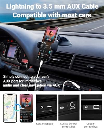 Aux Cord for iPhone,[Apple MFi Certified] Lightning to 3.5 mm AUX Cable for Car Stereo, Speaker, Headphone, Auxiliary Audio Cable Compatible with iPhone 14 13 12 11 XS XR X 8 7 3.3FT 2Pack White