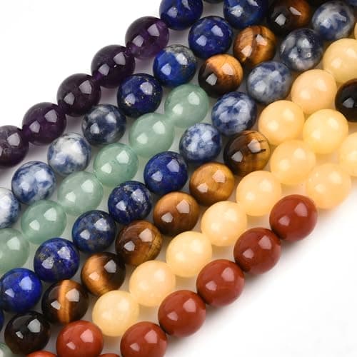 HAAMIIQII 60pcs 6mm 7 Chakra Natural Stone Beads Polished Round Loose Gemstone Beads for Jewelry Making Strand 15 Inch — view 2