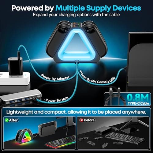 for Mac Game Charging Dock for 2025 Nintendo Switch 2 Joypad,Joypad 2 Controller Charging Docking Station, Ergonomics & Magnetic Fast Charger Dock Station with Charging Cable — view 4