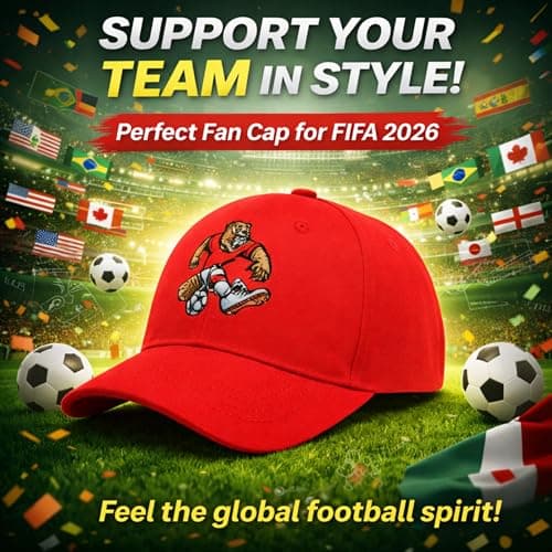 Painted Hills Canada Vancouver 2026 World Cup Soccer Adjustable Fan Cap - Embroidered Beaver – Unisex, six-Panel hat (Red) — view 3