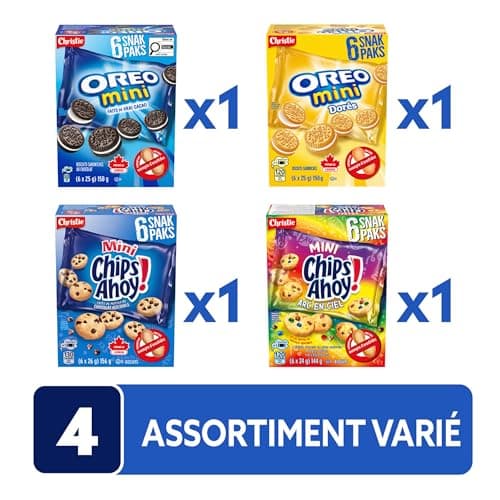 Mini OREO and CHIPS AHOY!, 24 Snack Packs (individually wrapped), School Snacks, Chocolate Chip, Sandwich Cookies, Variety Pack, Lunchbox Sweet Treat, 600 g — view 5