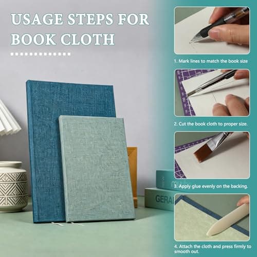 10 Pack Book Cloth,10x14 Inches, 5 Colors Book Binding Cloth for Book Repair, Fabric Surface and Paper Backed for Book Covering & Bookbinding Supplies (Color A) — view 4
