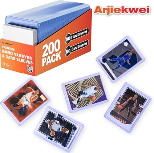 400 Pack Card Sleeves Hard Plastic, Arjiekwei 3"X4" Baseball Cards Protectors Plastic, Premium Card Holder for Trading Sports Baseball Football Game Cards (200 Rigid + 200 Clear) — view 4