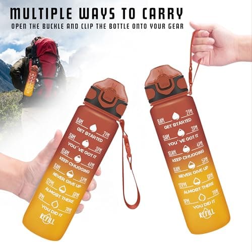 Enerbone 32 oz Drinking Water Bottle with Times to Drink and Straw, Motivational with Carrying Strap, Leakproof BPA & Toxic Free, Ensure You Drink Enough Water for Fitness Gym Outdoor — view 5