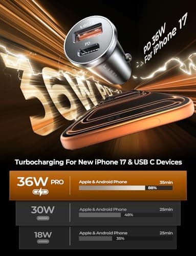 LISEN 69W Mini Cigarette Lighter Adapter Car Charger USB C Fast Charging, 12V Cigarette Lighter USB Car Charger Fast Charging Adapter, for iPhone 17 Pro Max 16 15 14 13 12 Plus Mini, Samsung S26 S25 — view 4