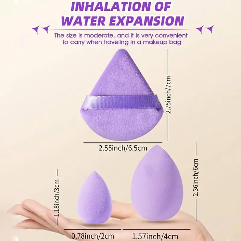 12-Piece All-Purpose Makeup Sponge Puff Set, includes3 Powder Puffs,3 Mini Air Cushion Puffs, 3 BeautyBlenders & 3 Mini Beauty Blenders, Pink — view 2