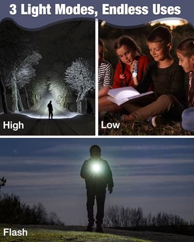 EverBrite Small Flashlight, Compact LED Flashlights with 3 Modes, Water-Resistant Mini Flashlight for Home, Camping, and Emergencies, 3 AAA Batteries Included, Gray,1 Pack — view 3