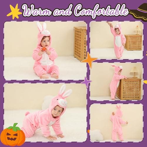MICHLEY Baby Romper Flannel Jumpsuit for 30-36 Months, Cosplay Outfits Pink — view 4