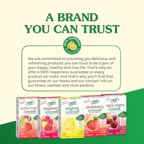 TRUE LIME Black Cherry Limeade Drink Mix (10 Packets) | Made from Real Limes | No Preservatives, No Artificial Sweeteners, Gluten Free | Water Flavor Packets & Water Enhancer with Stevia — view 6