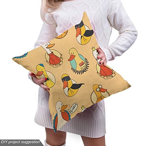 Lunarable Geese Fabric by The Yard, Colorful Pattern 6 Animal King Love Hero Goose Twig Funny Design Print, Decorative Fabric for Upholstery and Home Accents, 1 Yard, Peach Yellow — view 4