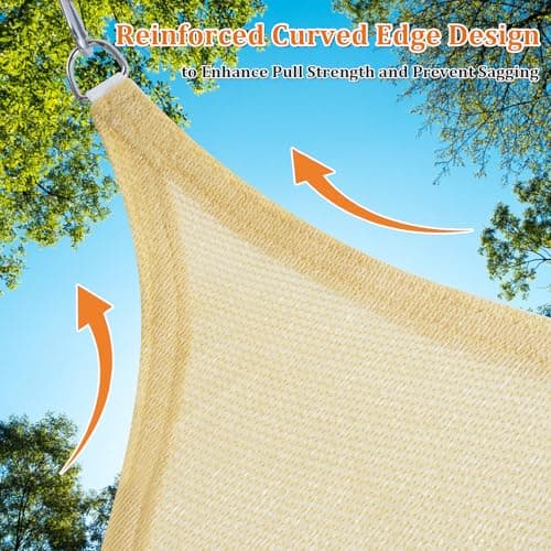 Shade&Beyond Triangle Sun Shade Sail 16'X16'X16' Permeable Canopy Sand for Patio Garden Yard Deck Pergola (We Make Custom Size) — view 4