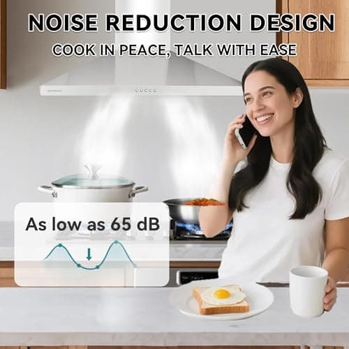 30 Inch(758mm) Wall Mount Range Hood, 550 CFM Stainless Steel Chimney Vent Hood, Ducted/Ductless Convertible, 3-Speed Push Button Control, Dishwasher-Safe Filters, LED Strip Light — view 4