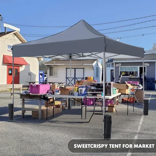 OLIXIS 10x10 FT Pop Up Canopy Tent, Waterproof UV Protection Instant Outdoor Shade, Heavy Duty Portable Canopy with Sand Bags for Beach, Backyard, Parties, Events & Camping, Charcoal — view 3