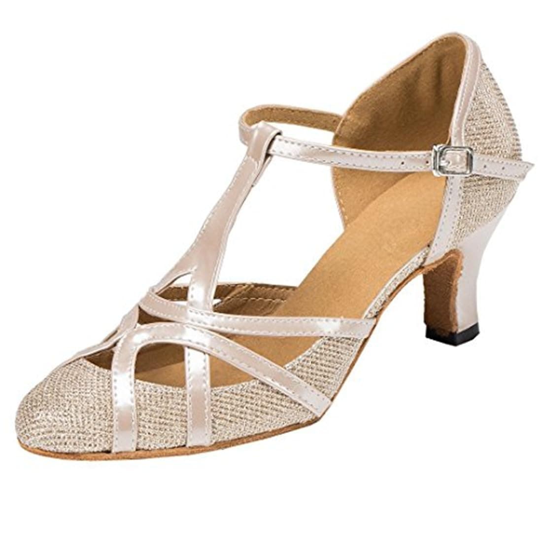 MGM-Joymod T-Starp - Zapatos de baile latino sintéticos con purpurina para mujer, para bodas, bailes de baile latino — view 10