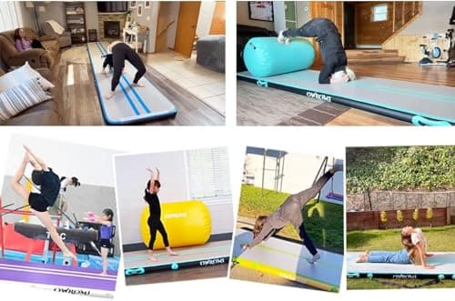 Tumble Track Mats for Gymnastics, Kids Air Gymnastics Mats for Tumbling Thick Inflatable Gymnastics Tumbling Track Mat 6.6/10/13/16.4/20ft Training Tumbling Mat with Electric Pump for Home/Water Fun — view 2