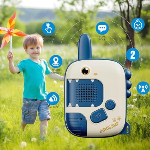 Dino Walkie Talkies for Kids,Dinosaur Toys for Kids 3-5-7,Toddler Kids Toys 2 Pack Birthday Gifts for 3 4 5 6 7 8 9 Year Old Boy Girls Toy for 3-12 Boys Outdoor Game,Easter Christmas Stocking Stuffers — view 4