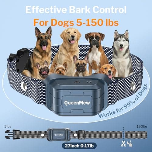 Bark Collar, Dog Bark Collar for Large Medium Small Dogs, Citronella Dog Bark Collar with Adjustable Spray & Sensitivity, Rechargeable Anti-Bark Collar for Dogs with Safe, 2 Collar Straps(Blue) — view 3