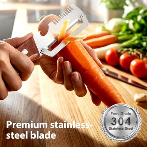 Premium Vegetable Peeler with Wooden Handle and Bottle Opener, Multi-Functional Vegetable Peeler for Kitchen, Kitchen Gadgets Tool for Fruit Pumpkin Peeling Potato Carrot Veggie Peeler (2) — view 7