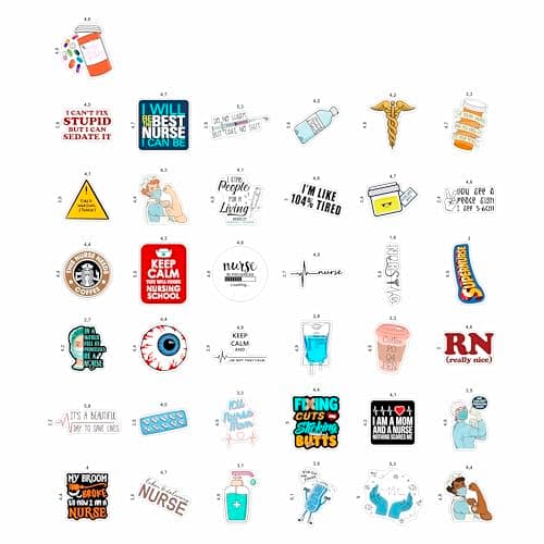 100Pcs Funny Nurse Stickers, Funny Nurse Gifts, Nursing Stickers, Medical Decals for Computer, Cups, Planner Laptop Decals, Gifts for Women & Men — view 3