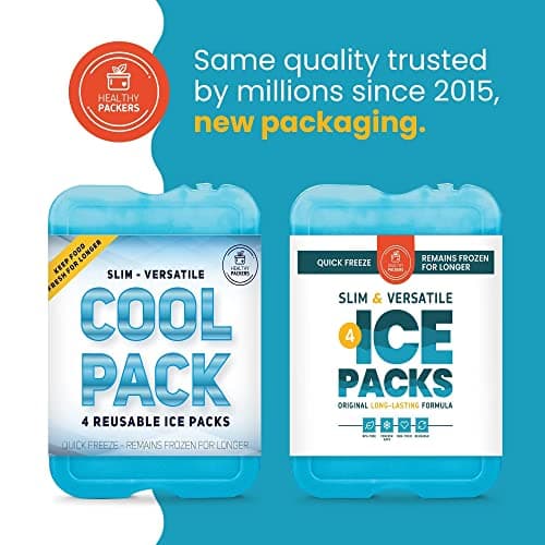 Healthy Packers Ice Packs for Lunch Boxes & Coolers - Freezer Packs - Original Cool Pack | Cooler Accessories for Beach, Camping & Fishing | Slim & Long-Lasting Reusable Ice Pack for Cooler (Set of 4) — view 6
