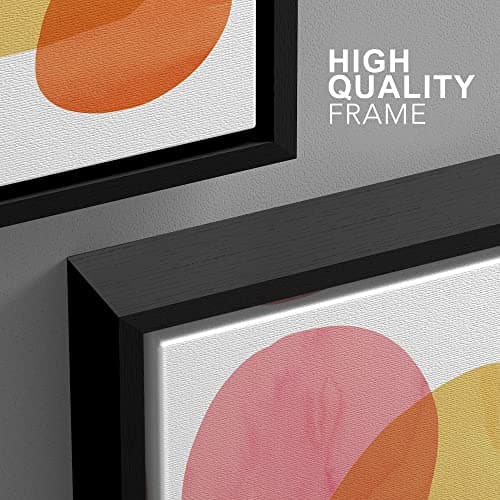 wall26 Framed Canvas Wall Art Print Set Multicolor Transparent Circle Variety Abstract Shapes Illustrations Modern Art Bohemian Colorful Ultra for Living Room, Bedroom, Office - 24"x36"x3 Black — view 3