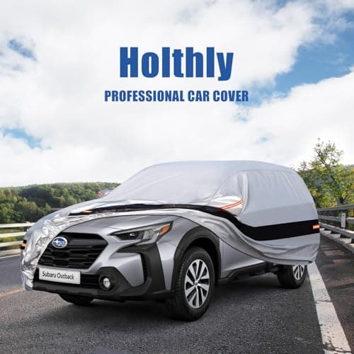 Holthly 10 Layers SUV Car Cover Custom Fit for Subaru Outback (1994-2024) Waterproof All Weather for Automobiles, Outdoor Full Cover Rain Sun UV Protection.Silver — view 5