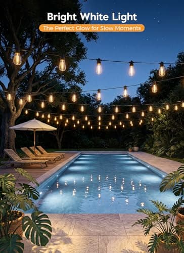 Minetom 100FT Solar-String-Lights-Outdoor-Waterproof, 31+2LED S14 Shatterproof Bulb, Patio Lights with Remote Type-C Port Timable, 3 Light Modes Dimmable Solar String Lights for Outside, Yard, Camping — view 6