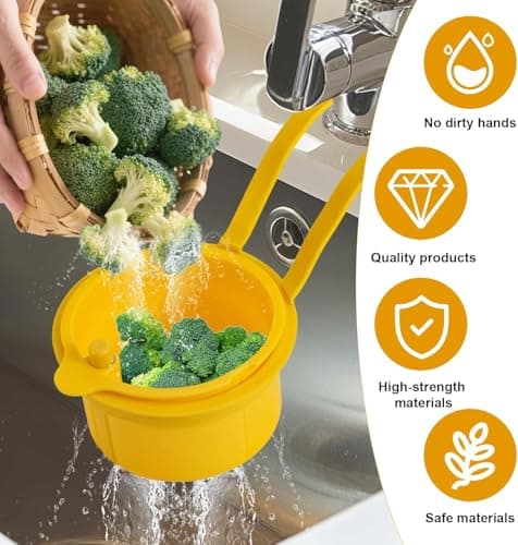 Kitchen Sink Strainer Basket, Faucet Hanging Strainer, Multi-Functional Food Colander,Press Automatic Dumping Kitchen Draining Basket, Corner Sink Trash Catcher for Food Waste — view 2