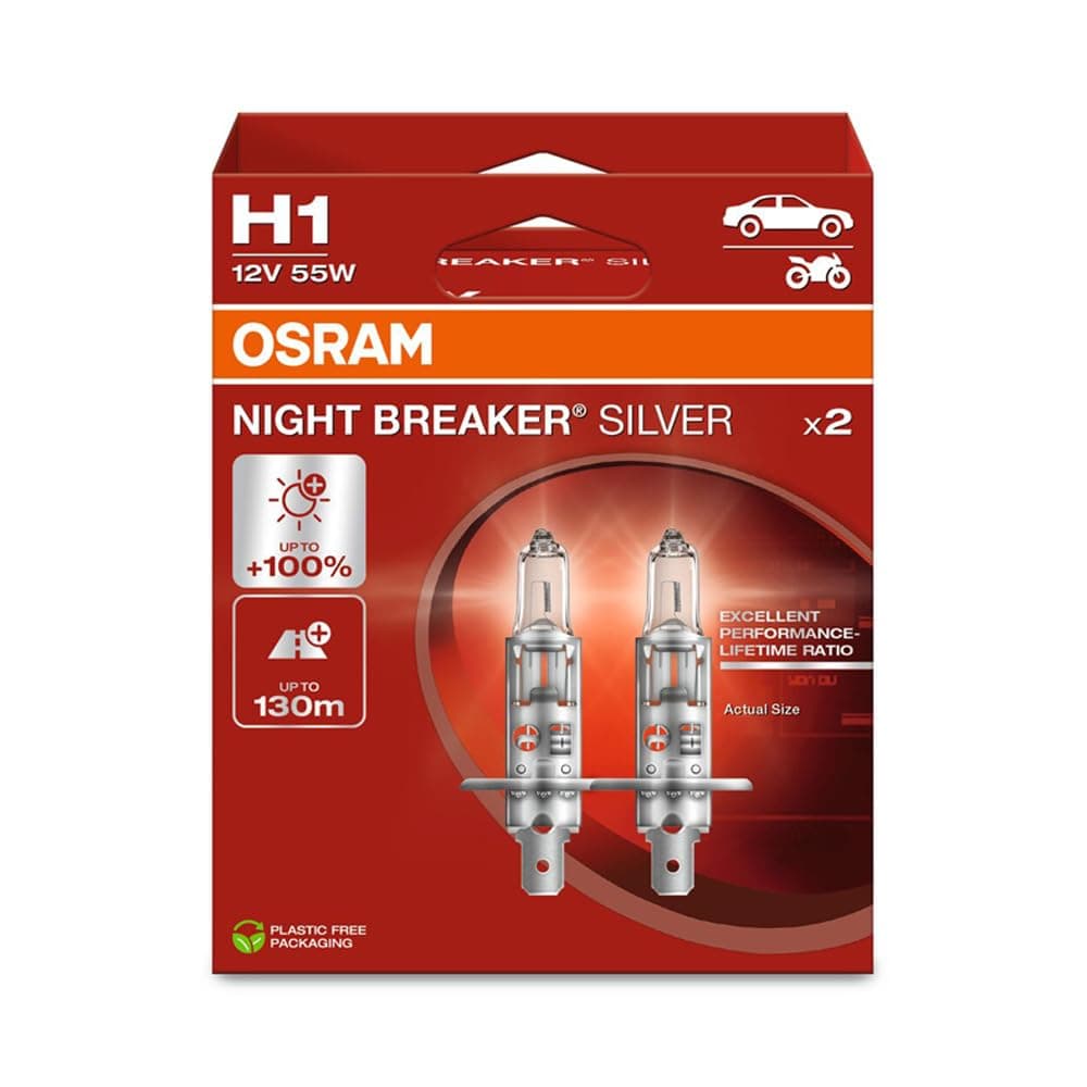 OSRAM NIGHT BREAKER® SILVER, H1, halogen headlight lamp, Single Blister (1 lamp) — view 8