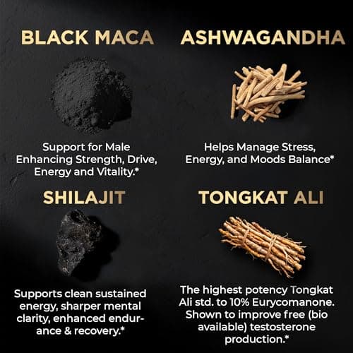 ULTRA MALE® Premium Testosterone Booster for Men w. 100:1 Shilajit, 40:1 Black Maca, Ashwagandha 25%, Tongkat Ali 10% - Clinical Strength Male Enhancing Testosterone Supplement for Men Health Libido+ — view 2
