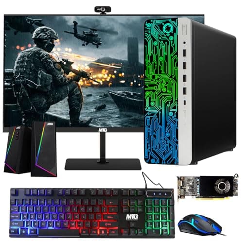 HP G3 Gaming Desktop PC, Core i7 6th Gen, AMD RX 550 Graphic, 16GB RAM, 1TB SSD | 2TB HDD, MTG 24-inch Monitor, RGB Keyboard Mouse, Speaker, Webcam, WiFi, Windows 11 Pro (Renewed)