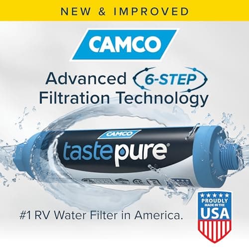 Camco Tastepure RV Water Filter - GAC & KDF Filtration - Made in the USA