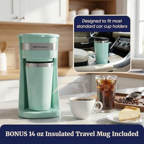Elite Gourmet EHC113M Personal Single-Serve Compact Coffee Maker, Mint — view 5
