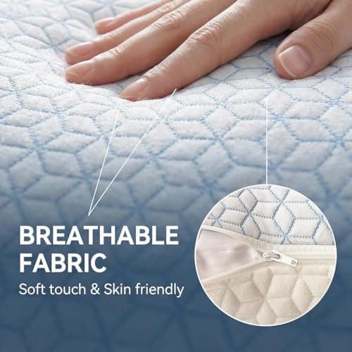 Faux-Goose Down Pillows Standard/Queen Size Set of 2, Cooling Soft Fluffy Pillows with Zippered Removable Cover(Rayon Drived from Bamboo Fabric) for Side Back Stomach Sleepers — view 3