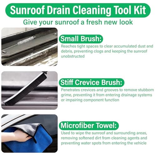 ecocstm Auto Sunroof Drain Cleaning Tool, 120 Inch Flexible Drain Brush, Sunroof Drain Cleaner with Pipe Cleaning Brush, Injector Hose and Crevice Brush, Cleaning Tool for Drains, Sewers, Windshields — view 5