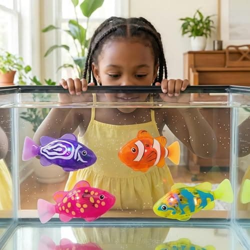 Magic Water-Activated Glowing Robot Swimming Fish, Neon Robottic Fish with Motorized Motion, Interactive Waterproof for Bath, Pool, and Aquarium Fun (Mix, 4pcs) — view 5
