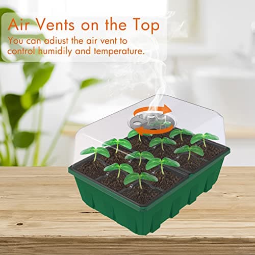 Gardzen 10-Set Garden Propagator Set, Black Seed Tray Kits with 120-Cell, Seed Starter Trays with Dome and Green Base 6.6" x 4.5" (12-Cell Per Tray) — view 3
