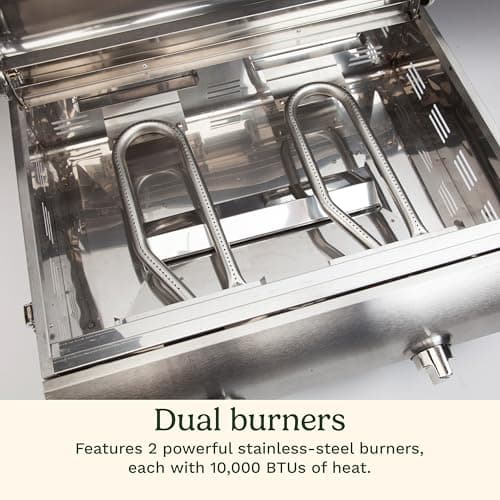 Cuisinart Chef's Style Tabletop Portable Propane Grill, 20,000 BTU Stainless Steel 2-Burner Outdoor Gas Grill for Camping, Tailgates, BBQ, Hassle-Free Setup, Twist-Start Ignition, CGG-306 — view 3