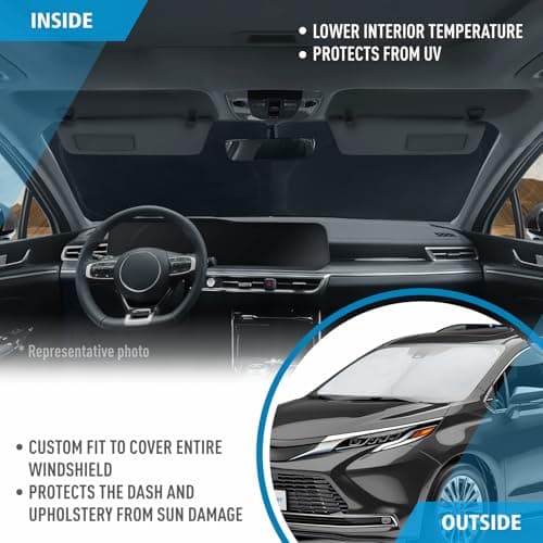 CLIM ART Windshield Sun Shade for Toyota Sienna 2021-2026, Custom-Fit Foldable Car Sunshade, Vehicle Sun Protector, Front Auto Windshield Cover, Car Accessories - WS8009 — view 4