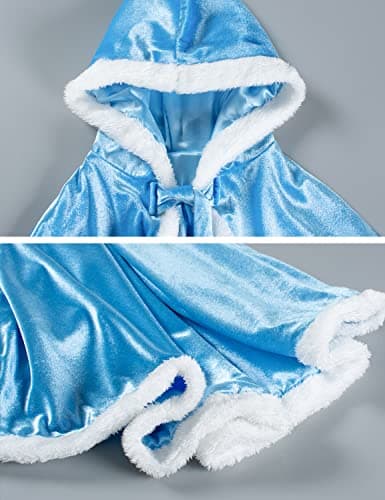 Party Chili Fur Princess Hooded Cape Cloaks Costume for Girls Dress Up Blue 4-5 Years(120cm) — view 5