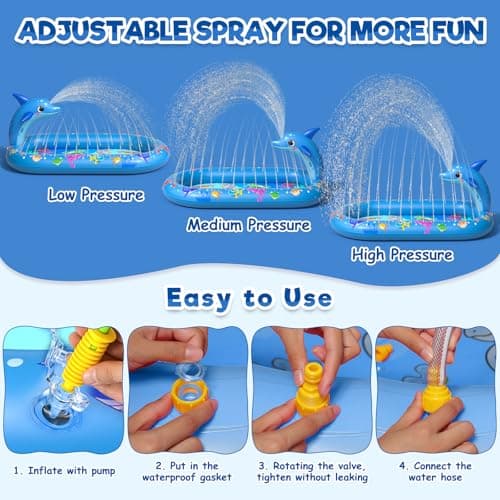 AZDYJL Splash Pad for Toddlers 1-3 Dolphin Inflatable Sprinkler for Kids — view 4