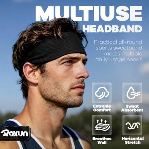 ROXUN Sport Headband, Workout Breathable Sweatband Moisture Wicking Running
