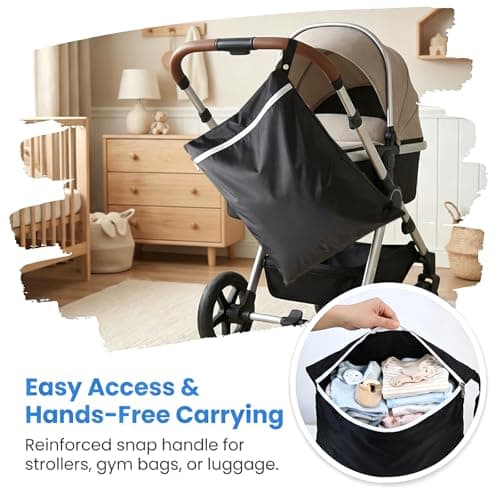 UPEOXT 2 Pack Wet Dry Bag for Baby Cloth Diaper, Waterproof Swimming Bags, Large 46x58cm, Small 38x48cm, Black Travel Laundry Bag, Reusable Pool Clothes for Swimsuit, Durable Zippered Pouch for Kids — view 4