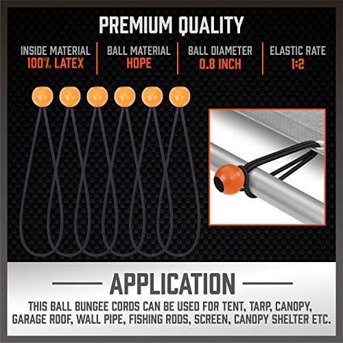 HORUSDY 31-Piece Premium Bungee Cords Assortment Jar, Includes 10”,18”,24”,32”,40” Bungee Cords, 6“ Zip Ties, 8”Canopy/Tarp Ball Ties and Crocodile Mouth Tarp Clips — view 4