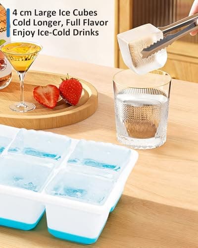 3 Pack Large Ice Cube Tray with Lid, Easy Release Freezer Molds-Blue — view 4