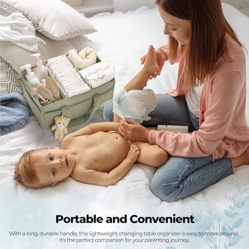 PeraBella Diaper Caddy Organizer for Changing Table, Storage Basket for Wipes, Gift for Baby Shower, Car Organizer, Nursery Organizer, Portable Storage — view 3