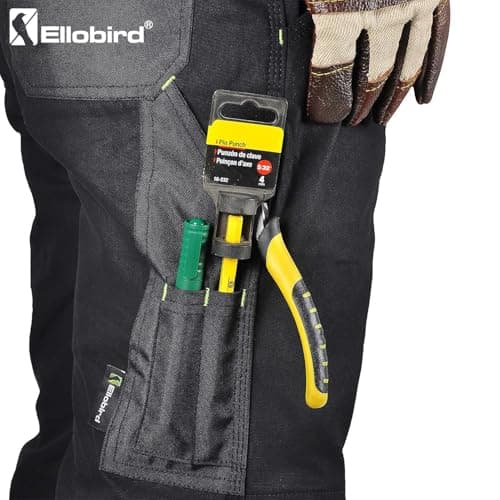 Ellobird Men's Construction Work Pants for Men Double Knee Reinforcement Flex Stretch Elastic Waistband Tactical Cargo Pant — view 2