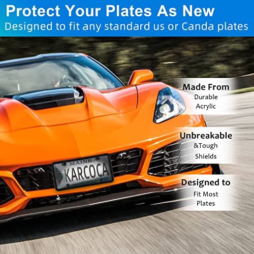Tinted License Plate Covers Smoked Unbreakable License Plate Covers Frame Shield Combo fits Any Standard US Plates,Novelty Bubble Design Covers - Screws Included