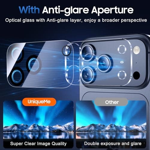UniqueMe Compatible for 3 Pack iPhone 17 Pro Max Camera Lens Protector - [Drop Protection] Anti Scratch Full-Coverage Camera Cover Screen — view 4